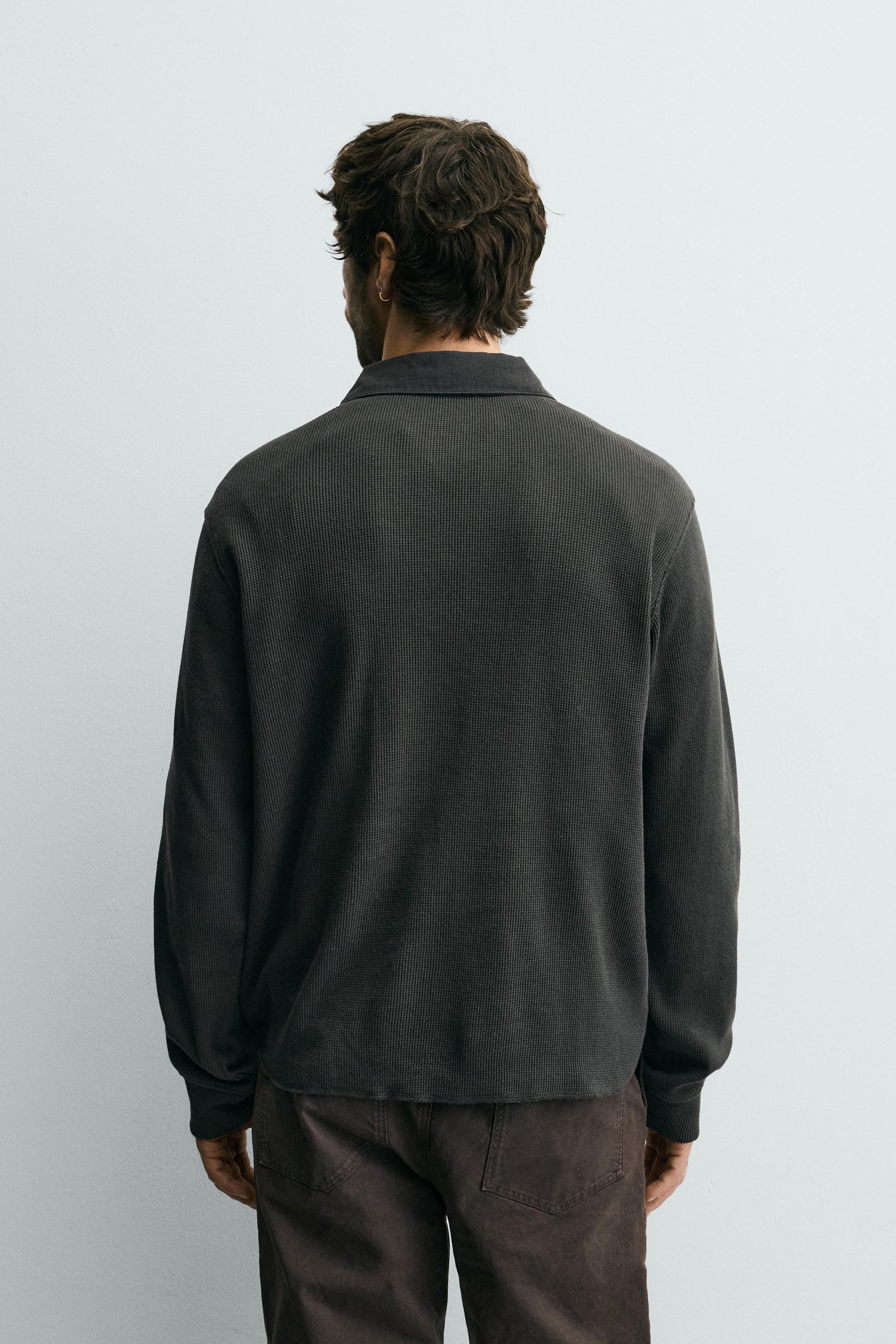 COMBINATION WAFFLE TEXTURED POLO SHIRT